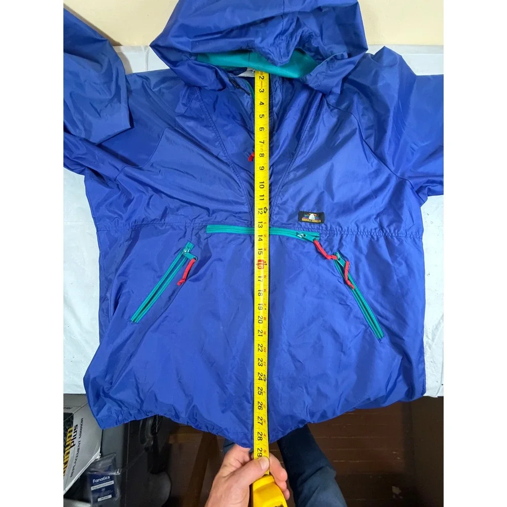 Vintage Sierra Designs Anorak Jacket Mens Large Blue Teal Half Zip Windbreaker